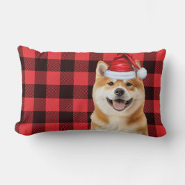 Almofada Lombar Dog Lover Christmas Akita Holiday Buffalo Plaid