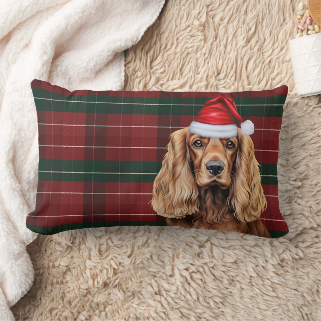 Almofada Lombar Dog Lover Christmas Cocker Spaniel Holiday Plaid (Cobertor)