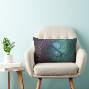 Almofada Lombar Dois Espirais Coloridos Arte Fractal Moderna Abstr