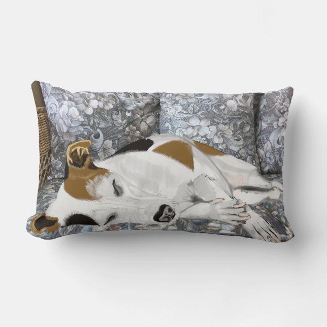 Almofada Lombar Dormindo Jack Russell contra abstrato (Frente)