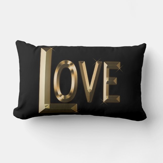 Almofada Lombar Dourado Amor É A Palavra. (Frente)