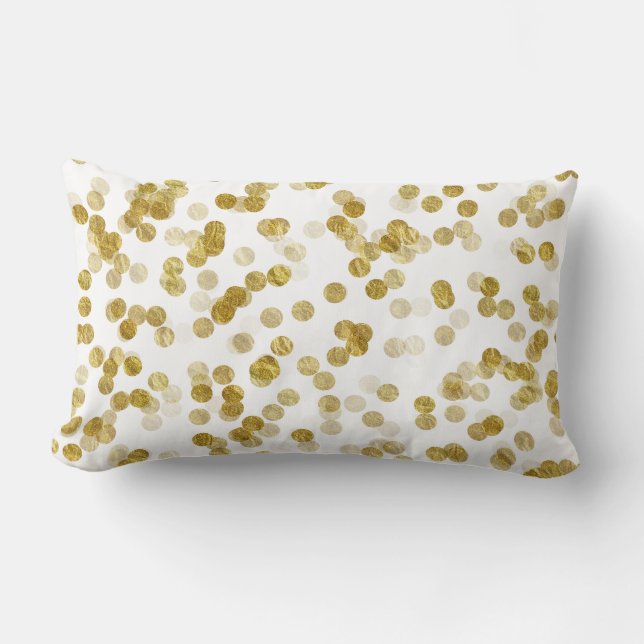 Almofada Lombar Dourado Faux Metallic Dot Bokeh Background Bling (Frente)