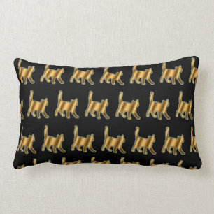 Almofada Lombar Dourado Luxo Gato Negro