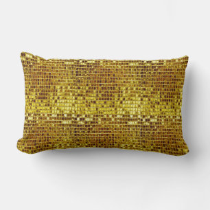 Almofada Lombar Dourado Mosaico Elegante Glam Estético, Luxo Moder