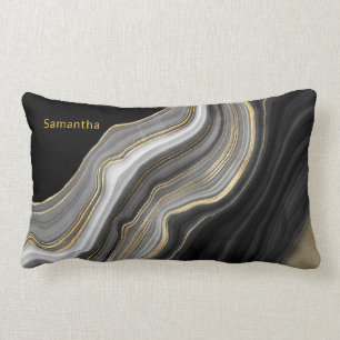 Almofada Lombar Dourado preto e Cinza, granulado Elegante