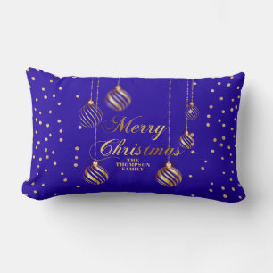 Almofada Lombar Dourado Script Confetti Blue Family Balls