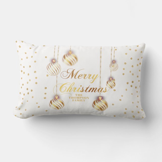 Almofada Lombar Dourado Script Confetti White Family (Frente)