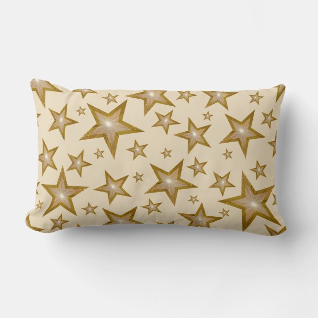 Almofada Lombar "Dourado" Stars travesseiro decorativo creme lomba (Frente)
