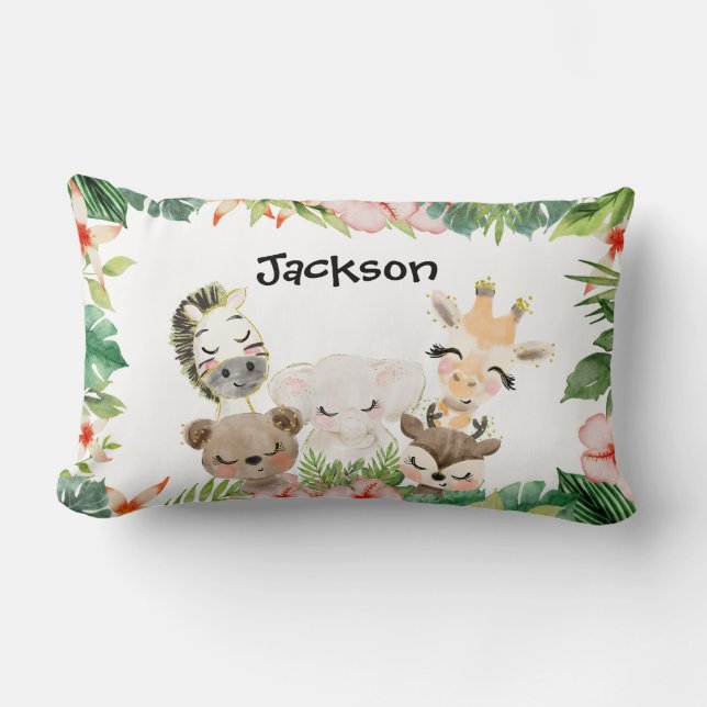 Almofada Lombar Dourados Amigos Safari | Molereca Floral (Frente)