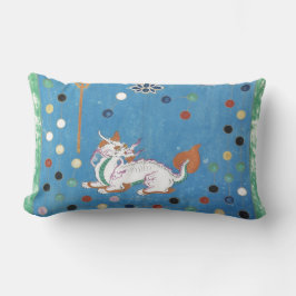 Almofada Lombar Dragão Chinês - Pontos Coloridos Vintage Watercolo