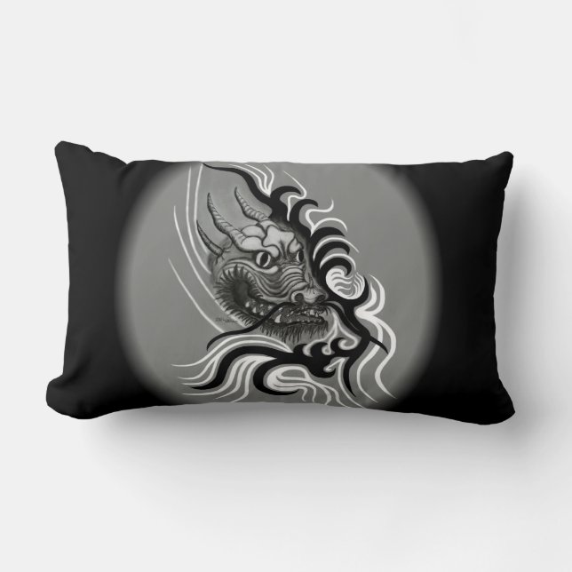 Almofada Lombar Dragão da China em estilo de Tatuagem (Frente)
