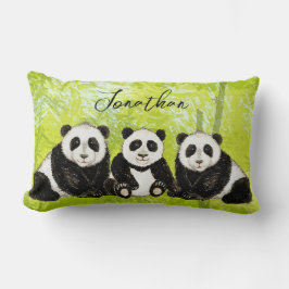 Almofada Lombar Drei Pandabären - handgemalt | Kissen