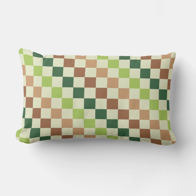 Almofada Lombar Earthy rainbow diagonal checkerboard pattern (Frente)
