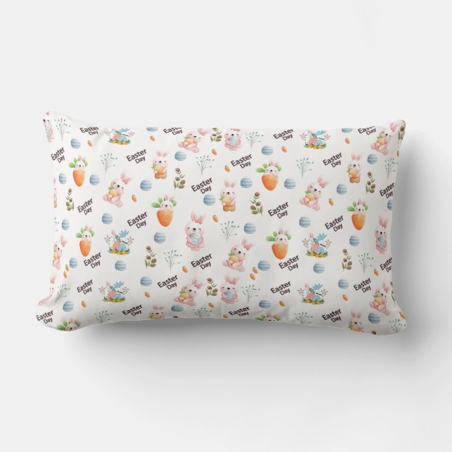 Almofada Lombar Easter Day Rabbits Pattern (Frente)