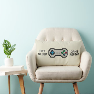 Almofada Lombar Eat Sleep Game Repeat – Cool Pixel Gamer Pillow