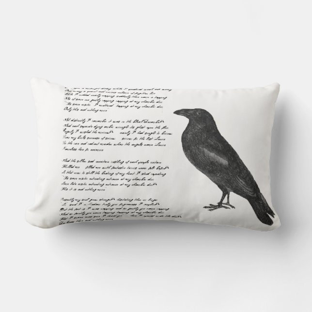 Almofada Lombar Edgar Allan Poe "O Travesseiro decorativo Raven" (Frente)