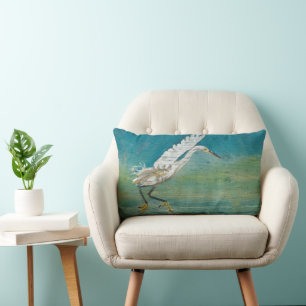 Almofada Lombar Egret Shorebird Beach Lake House Travesseiro decor