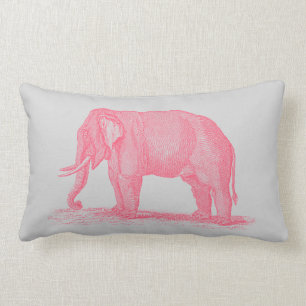 Almofada Lombar Elefante cor-de-rosa do vintage em elefantes