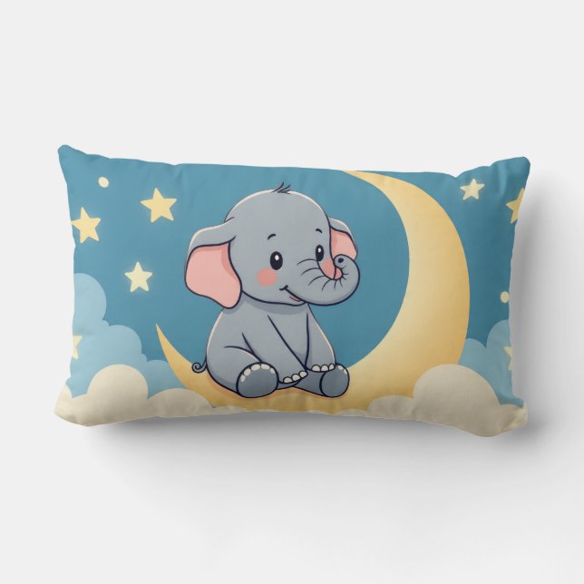 Almofada Lombar Elefante doce na lua - Travesseiro infantil (Verso)
