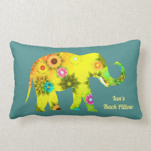 Almofada Lombar Elefante floral psicadélico personalizado
