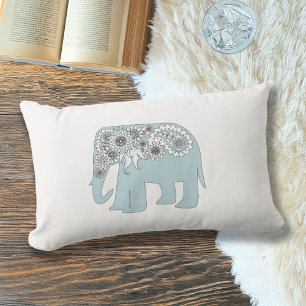 Almofada Lombar Elefante Paisley Azul Elegante