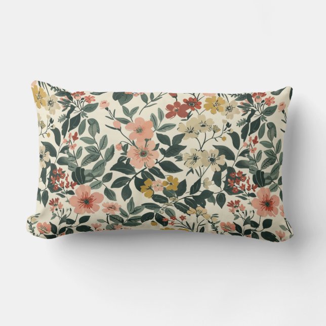 Almofada Lombar Elegância Botânica Cor-de-Rosa Mole (Frente)