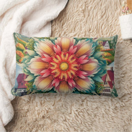 Almofada Lombar Elegância Floral: Arte Alemã De Carimbo