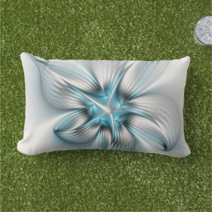 Almofada Lombar Elegância Floral Moderna Abstrato Azul Arte Fracta