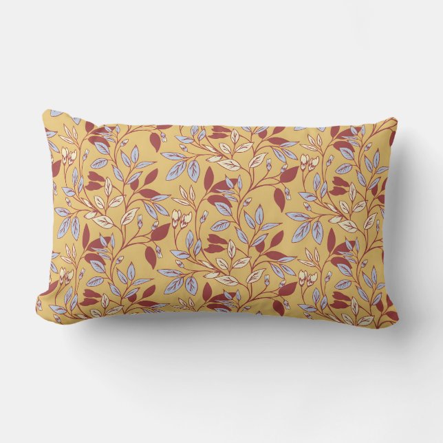 Almofada Lombar Elegant Floral Pattern with Red and Blue Leaves (Frente)