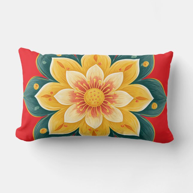 Almofada Lombar Elegant Floral Print Decorative Pillow (Frente)
