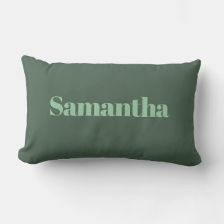 Almofada Lombar Elegant Personalized Name Typography |sage green