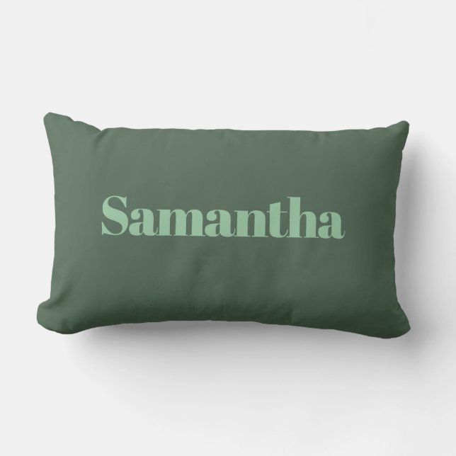 Almofada Lombar Elegant Personalized Name Typography ｜sage green (Frente)