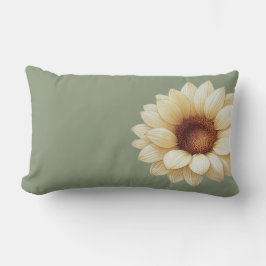 Almofada Lombar Elegant Sage Green Watercolor Sunflower