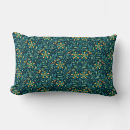 Almofada Lombar Elegant Yellow and Teal Floral Pattern Design