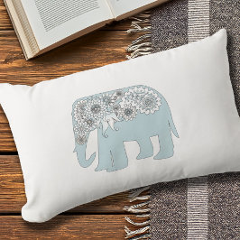Almofada Lombar Elegante Blue Paisley Elephant