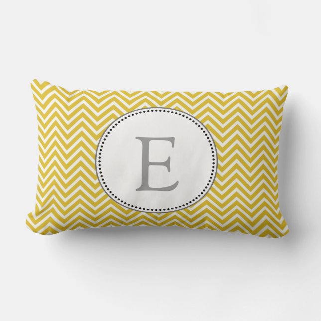 Almofada Lombar Elegante, clássico zigue-zague em amarelo solar (Frente)