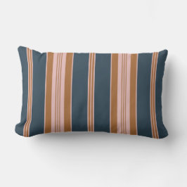 Almofada Lombar Elegante Listra de Ticking Azul Marinho Rosa