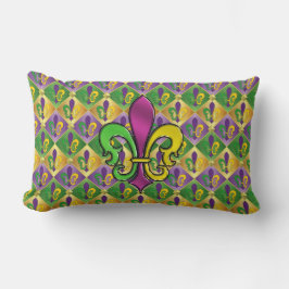 Almofada Lombar Elegante Mardi Gras Colorful Fleur de Lis Travesse