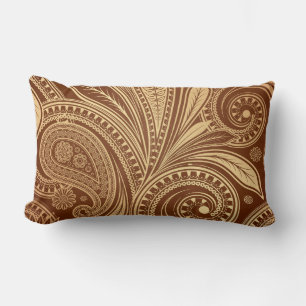 Almofada Lombar Elegante Paisley Vermelho Dourado Vintage