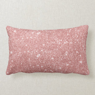 Almofada Lombar Elegante Rosa de Lúpulo Glitter Faux Glitter