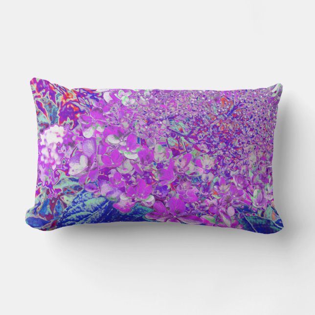 Almofada Lombar Elegante Roxo e Blue Limelight Hydrangea (Frente)