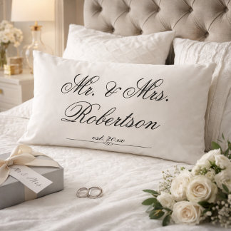 Almofada Lombar Elegante Sr. Sra. Nome est. roteiro de casamento c