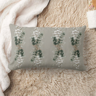 Almofada Lombar Elegante Travesseiro Lombar Floral de Eucalipto –