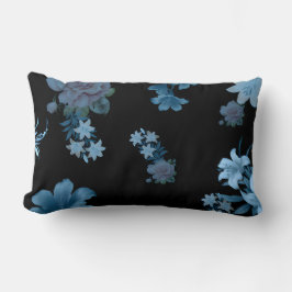 Almofada Lombar Elegante Travesseiro Lombar Floral em Teal Escuro