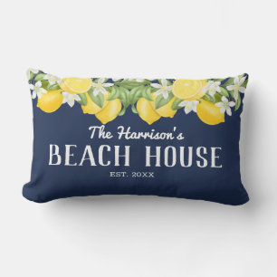 Almofada Lombar Elegante Watercolor Lemons Beach House