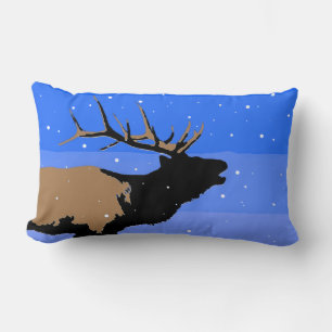 Almofada Lombar Elk Bugling no inverno - Arte original sobre a vid