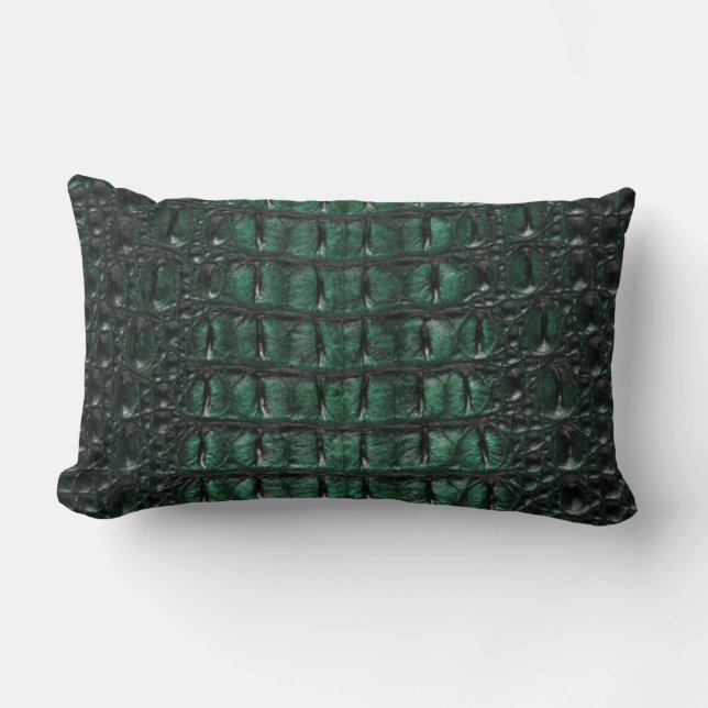 Almofada Lombar Emerald Crocodile Leather Luxury Exotic  Skin (Frente)