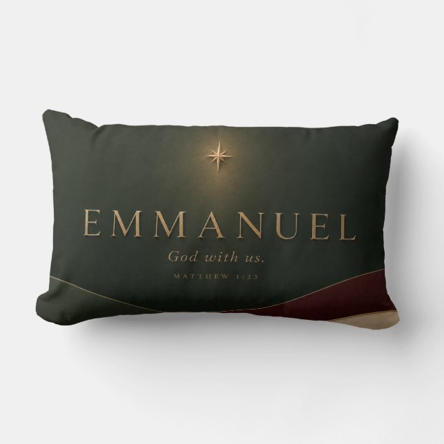 Almofada Lombar EMMANUEL | Mateus 1:23 Cristão  (Frente)
