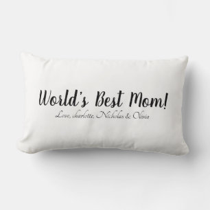 Almofada Lombar Escrito personalizado preto branco da Melhor Mãe e
