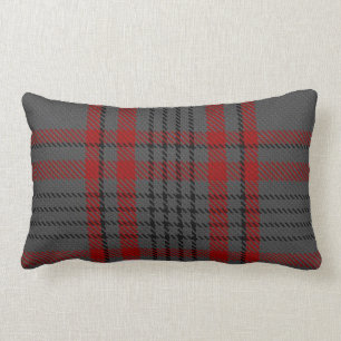 Almofada Lombar Escuro - xadrez de Tartan vermelha do preto